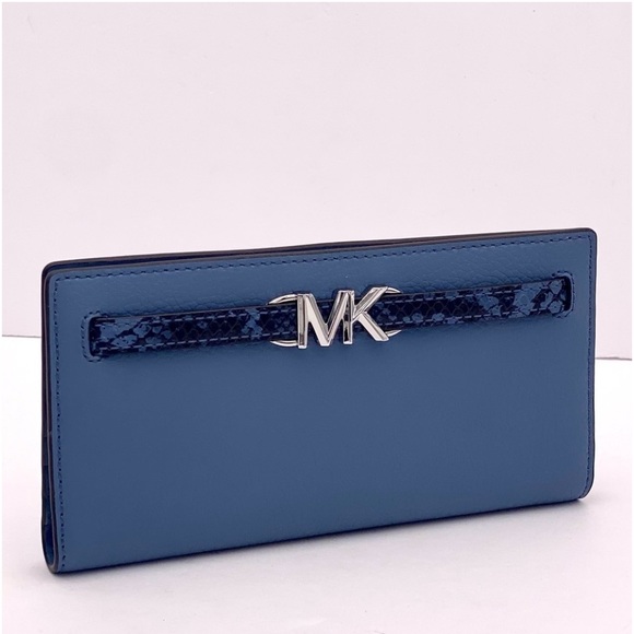 Michael Kors Reed Large Snap Bifold Wallet Denim Color - Picture 6 of 14
